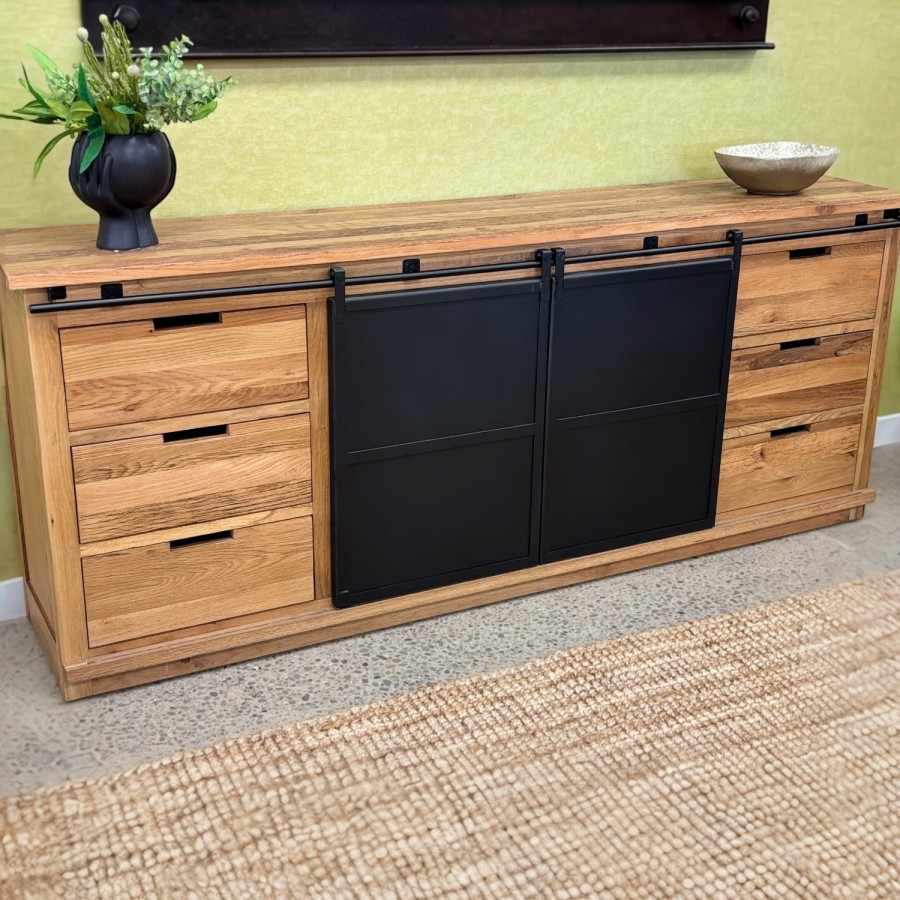 Forged Iron Sideboard - Reclaimed Oak